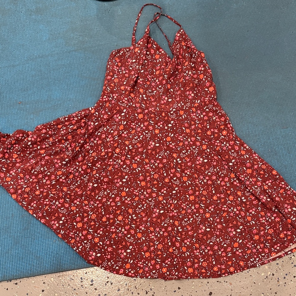 GAP Red Floral Strapless Dress